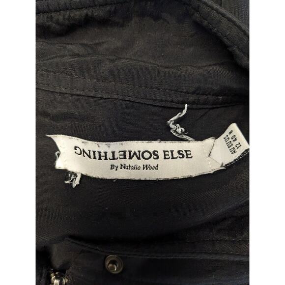 Something Else by Natalie Wood Size 8 Zip Up Shacket Jacket Shirt Black Pockets - Picture 10 of 11